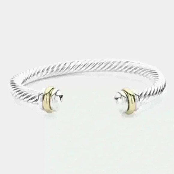 Two Tone Cable Cuff Bracelet - Picture 2 of 2